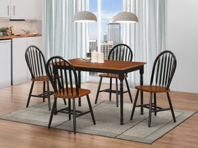 D420 Dining Set 5Pc in Cherry & Black w/Options