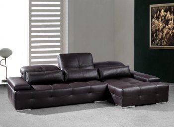 Sorrento Brown Leather Modern Sectional Sofa by VIG [VGSS-0568 Sorrento]