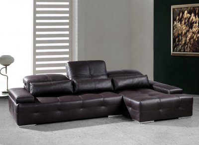 Sorrento Brown Leather Modern Sectional Sofa by VIG