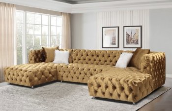 LCL-011 Sectional Sofa in Gold Velvet [BDSS-LCL-011 Gold]