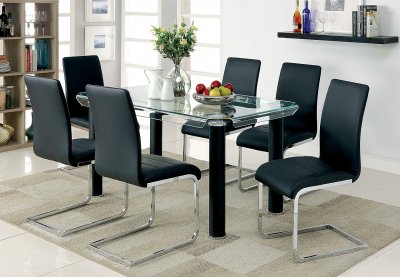 Walkerville I CM3361BK 5PC Dinette Set in Black, Glass, & Chrome