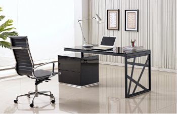 KD01 Modern Office Desk by J&M in Black Lacquer [JMOD-KD01 Black]