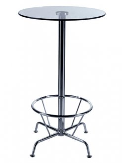 Metallic Base Bar Table With Round Glass Top