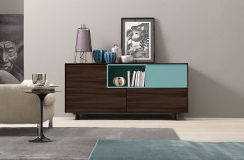 L37A Grosseto Sideboard in Dark Elm & Nile Blue by Modloft [MLBU-L37A Grosseto]