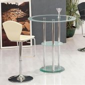 Bar Set With Glass Top, Metal Base and Frosted Glass Shelf