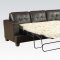 Brown Bonded Leather Modern Sofa w/Queen Size Sleeper