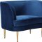 Vivian Sofa 694 in Navy Velvet Fabric by Meridian w/Options