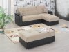 Fabric & Leather Modern Two-Tone Sectional Sofa w/Options