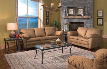 Cafe Microfiber Contemporary Sofa & Loveseat Set w/Options [JTS-5006 Cafe]