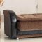 Utica Sofa Bed in Dark Brown Fabric & Black Vinyl w/Options