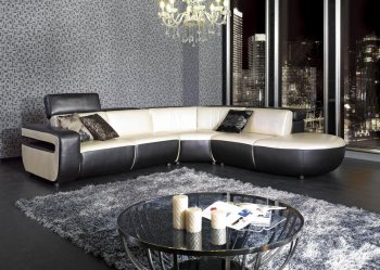 K8380 Sectional Sofa in Beige & Black Leather by VIG [VGSS-K8380 Beige Black]