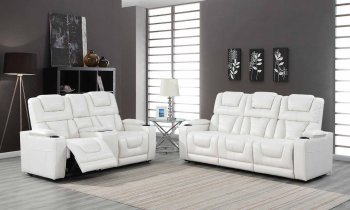 U8311 Power Motion Sofa in White Leather Gel by Global w/Options [GFS-U8311 White wrong]