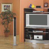 Black Modern Corner Entertainment Center w/Chrome Accents