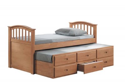 Maple Finish Kid's Bed With Trundle