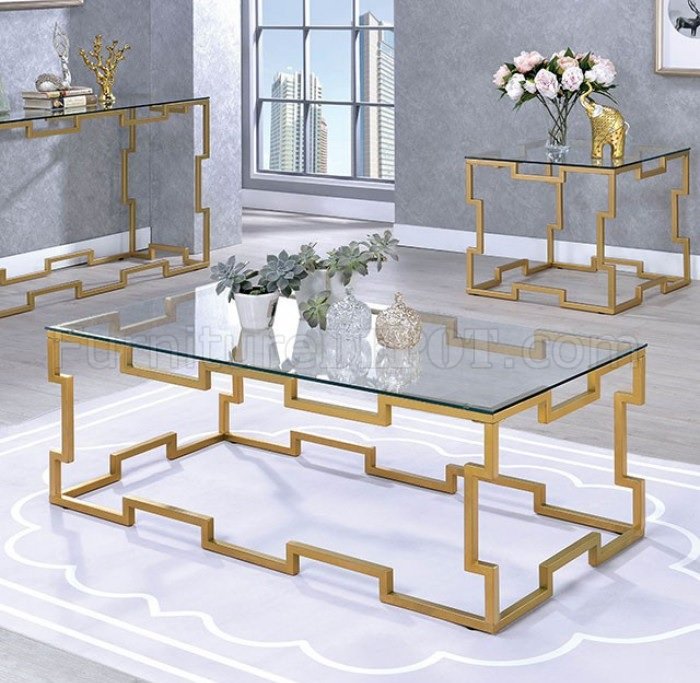 gold coffee and end table set