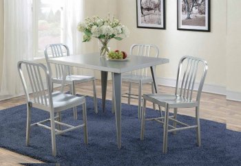 Lipscomb Dining Set 5Pc 107371 in Alluminium by Coaster w/Option [CRDS-107371 Lipscomb]