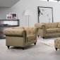 Chesterfield Sofa 662 in Sand Linen Fabric w/Optional Items