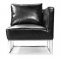 Black Bycast Leather Contemporary Bench with Metal Base