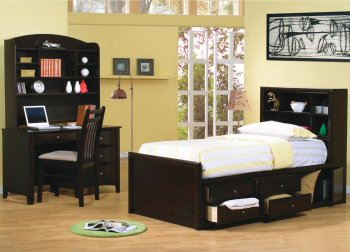 Deep Cappuccino Finish Kids Bedroom w/Storage Chest Bed [CRBS-400180 Phoenix]