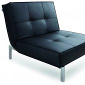 Black Fabric Modern Chair Bed Convertible w/Metal Legs