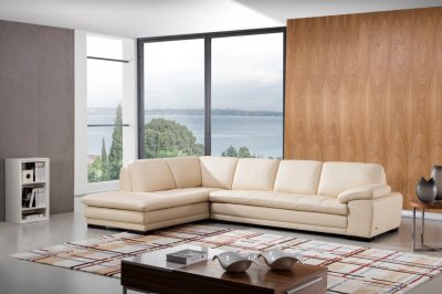 ML157 Sectional Sofa in Beige Leather by Beverly Hills