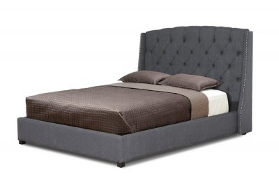 Ipswich Platform Bed Dark Gray Linen Fabric -Wholesale Interiors