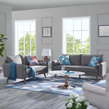 Revive Sofa & Loveseat Set in Light Gray Fabric by Modway [MWS-4047 Revive Azure]