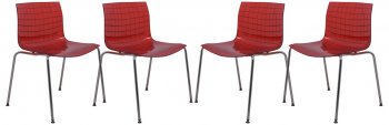 Ashville Set of 4 Dining Chairs AS20TR in Red by LeisureMod [LMDC-AS20TR-Ashville Red]