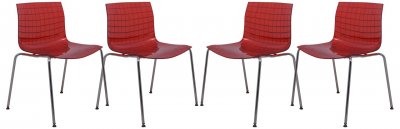 Ashville Set of 4 Dining Chairs AS20TR in Red by LeisureMod