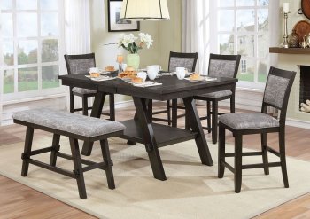 Tollerson Counter Ht Dining Set 5Pc CM3277PT in Dark Walnut [FADS-CM3277PT-Tollerson]