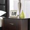 Merlot Finish Modern Bed w/Brown Bycast Leather Headboard