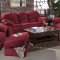 Burgundy Fabric Transitional Living Room w/Sewn-on Arm Pillows