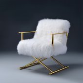 Bagley Accent Chair 59452 in White Wool & Golden Brass by Acme