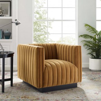 Conjure Accent Chair in Cognac Performance Velvet by Modway [MWAC-3884 Conjure Cognac]