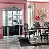 Two-Toned Silver & Black High Gloss Finish Classic Dining Room