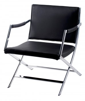 Jessy Chair in Black Leather w/Optional Ottoman by Whiteline [WLCC-Jessy Black]