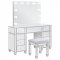 Allora Vanity Set 930242 in Metallic Silver by Coaster w/Stool