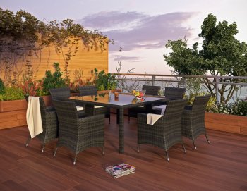 Channels 9Pc Outdoor Patio Dining Set in Brown/White by Modway [MWOUT- Channels Island]