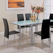 Silver Modern Dinette w/Frosted Glass Top Extendible Table