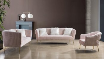 Monroe Sofa 696 in Pink Velvet Fabric by Meridian w/Options [MRS-696 Monroe Pink]