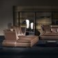 Chocolate Brown Leather Upholstery Stylish Sofa Set