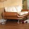 Tan & Cream Bonded Leather Living Room Sofa w/Chrome Legs