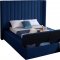 Kiki Upholstered Bed in Navy Velvet Fabric by Meridian