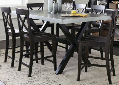 Keaton II Counter Height Table 7Pc Set 219-CD Charcoal - Liberty