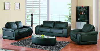 Black Leather Living Room Set with Optional Pull-Out Bed [GFS-665-BL]