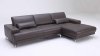 Grey Full Leather Modern Sectional Sofa w/Adjustable Back Rests