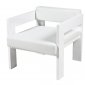 White PU Leather Modern Lounge Chair w/Flat Laquer Frame