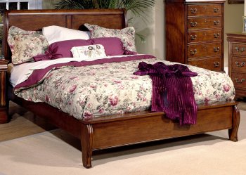 Brown Cherry Finish Classic Platform Bed w/Optional Case Goods [LFBS-909-BR-Platform]