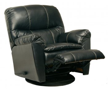 Black Leather Touch Cosmo Modern Swivel Glider Recliner [CNR-4415 Cosmo Black]