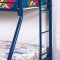 Blue Finish Contemporary Twin/Full Bunk Bed w/Built-In Ladder